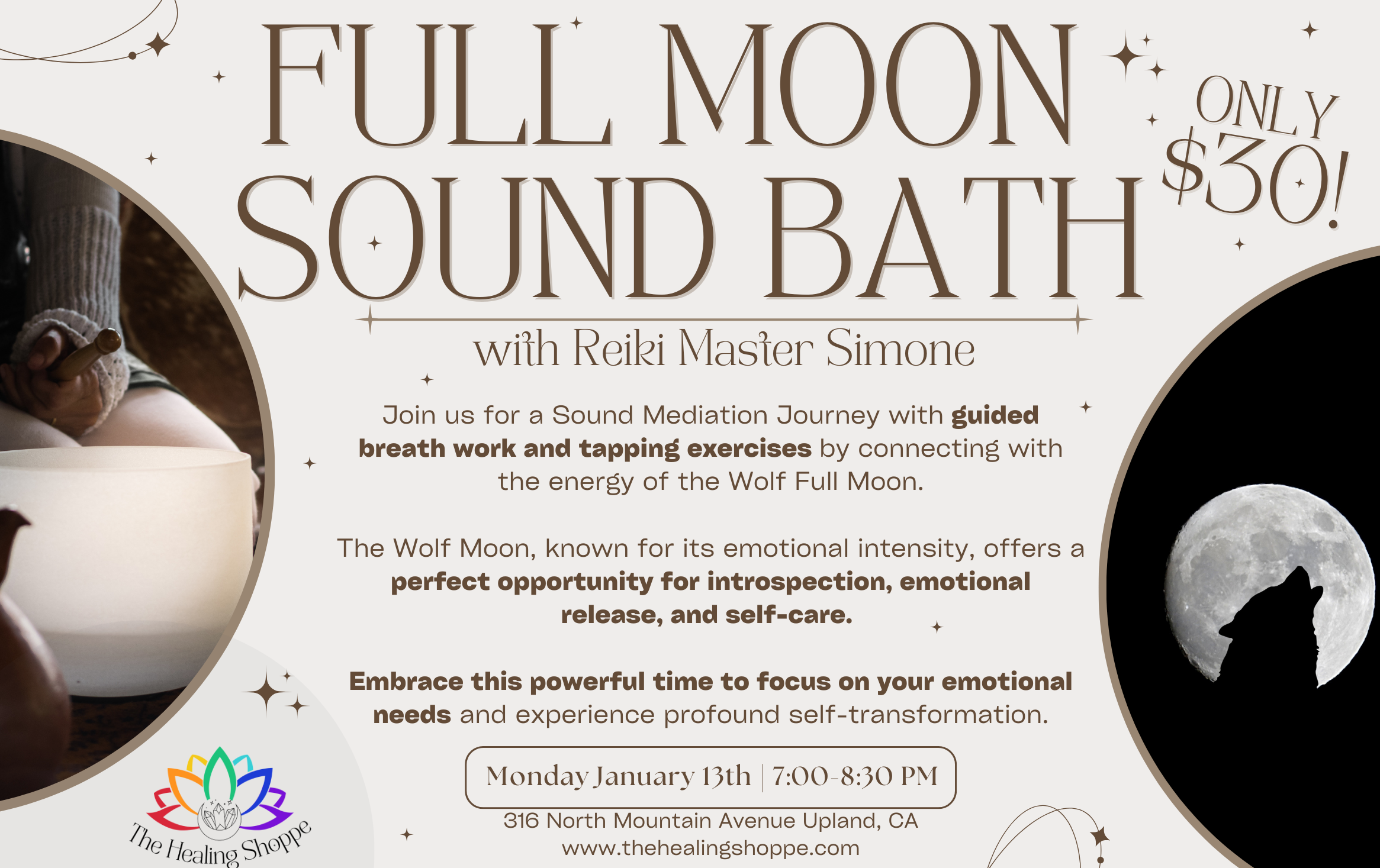 Full Moon Sound Bath - Archived Tickets | The Healing Shoppe Crystal ...