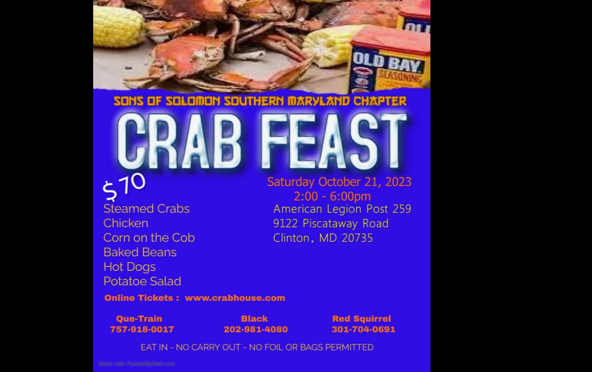 Southern Maryland Crab Feast 2023 Tickets Sons of SolomonSOMD