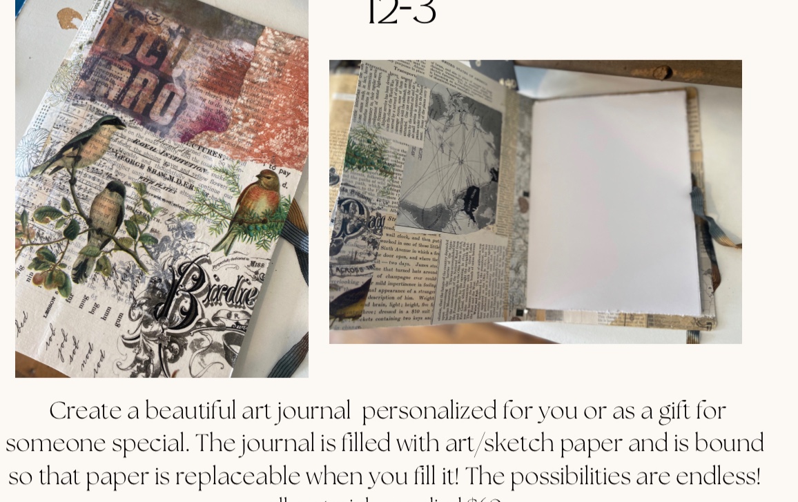 Handmade sketch journal, The 3 Sisters Gallery, Gorham, 18 November