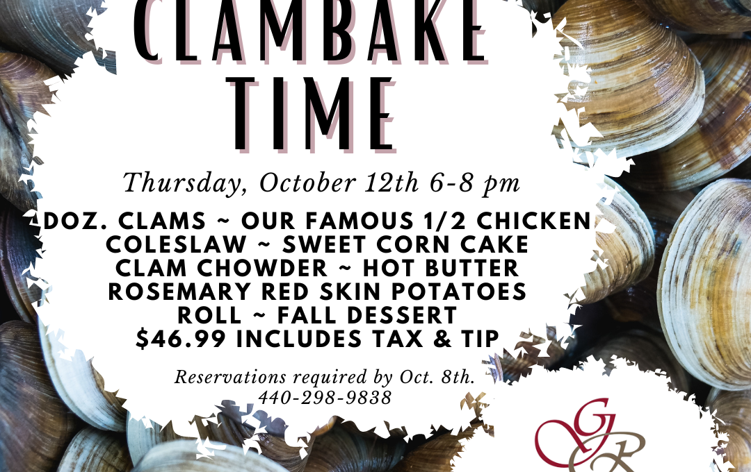 Annual Clam Bake Tickets Grand River Cellars