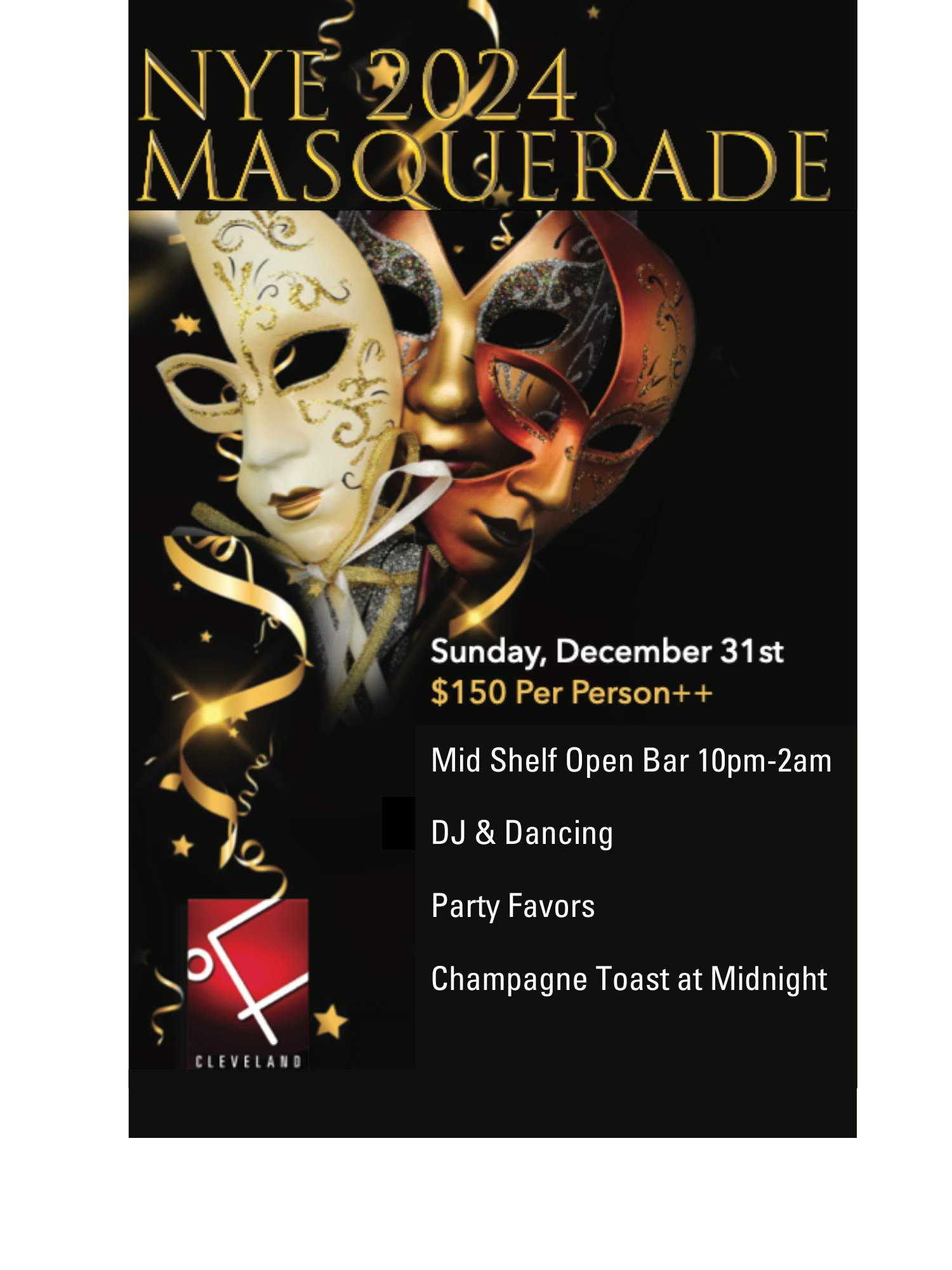 Fahrenheit Cleveland NYE 2024 Masquerade Party Tickets Fahrenheit