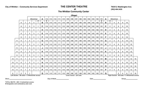 Whittier Center Theater Seating Chart
